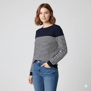 Marc Jacobs Nautical Blue and White Striped Crew Neck Sweater